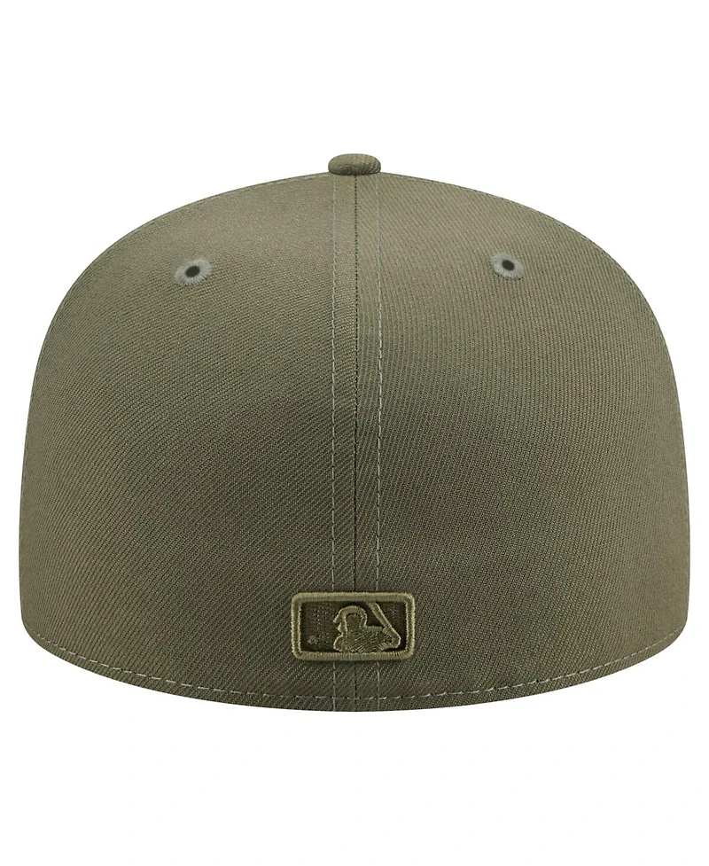 New Era Men's Olive Tampa Bay Rays Color Pack A-Frame 59FIFTY Fitted Hat