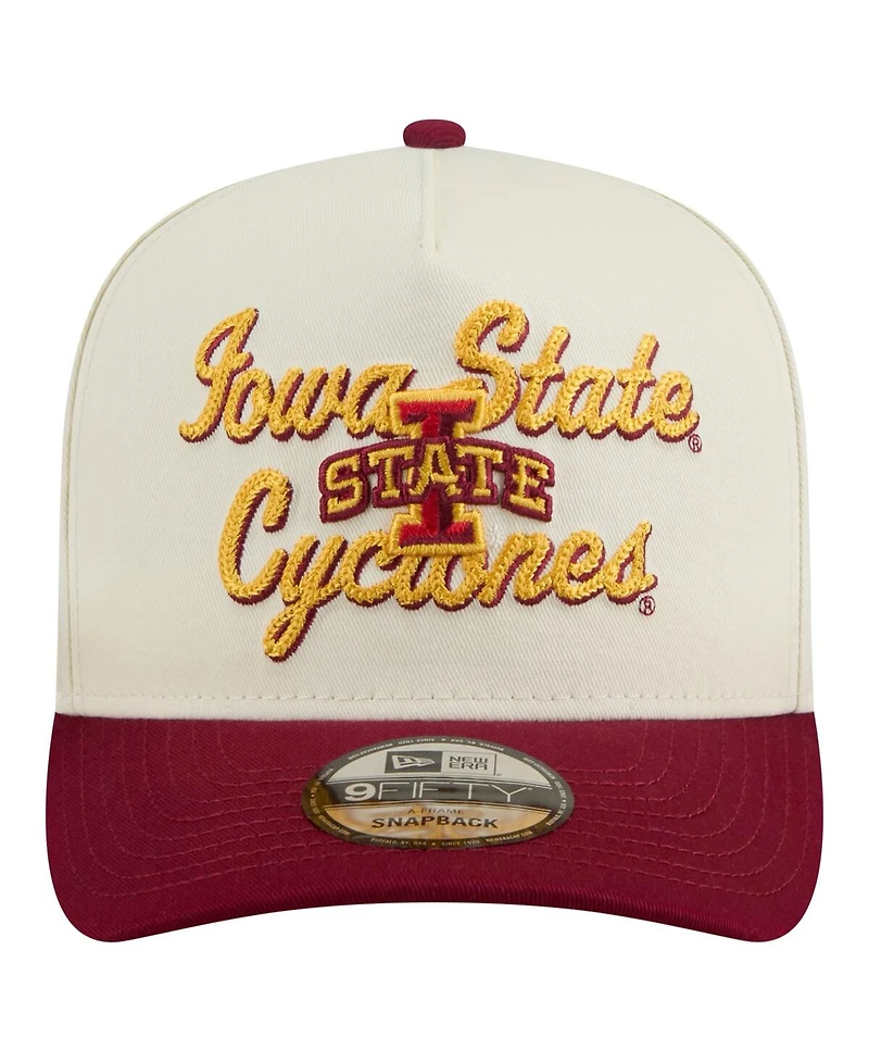 New Era Men's Cream/Cardinal Iowa State Cyclones Vintage Chainstitch 9FIFTY A-Frame Snapback Hat