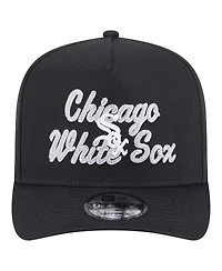 New Era Men's Black Chicago White Sox Chainstitch 9FIFTY A-Frame Snapback Hat