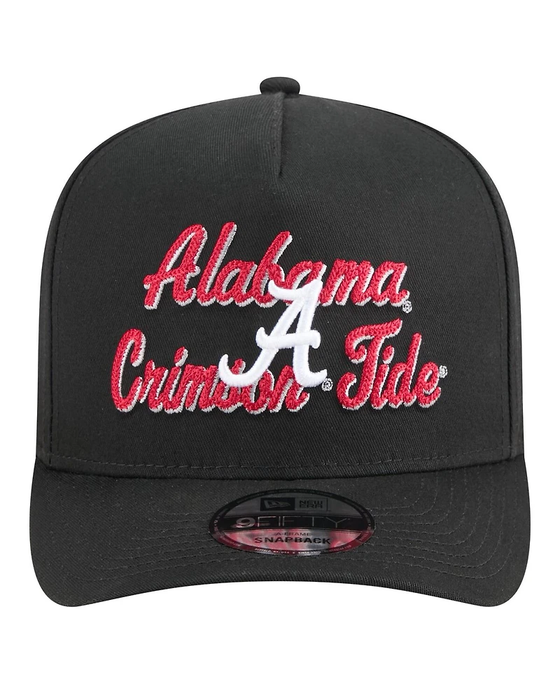 New Era Men's Black Alabama Crimson Tide Vintage Chainstitch 9FIFTY A-Frame Snapback Hat