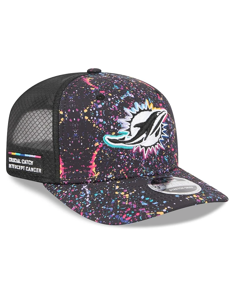 New Era Men's Black Miami Dolphins 2025 Nfl Crucial Catch 9SEVENTY Adjustable Hat