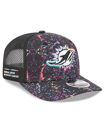 New Era Men's Black Miami Dolphins 2025 Nfl Crucial Catch 9SEVENTY Adjustable Hat