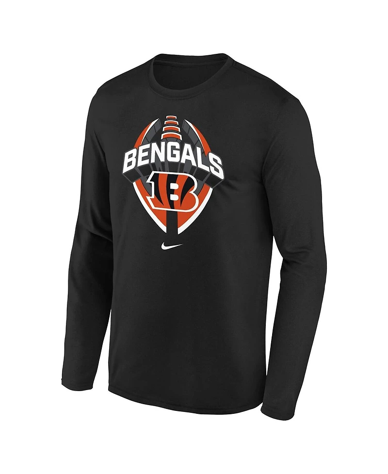 Nike Big Boys and Girls Black Cincinnati Bengals Primetime Legend Icon Long Sleeve Performance T-Shirt