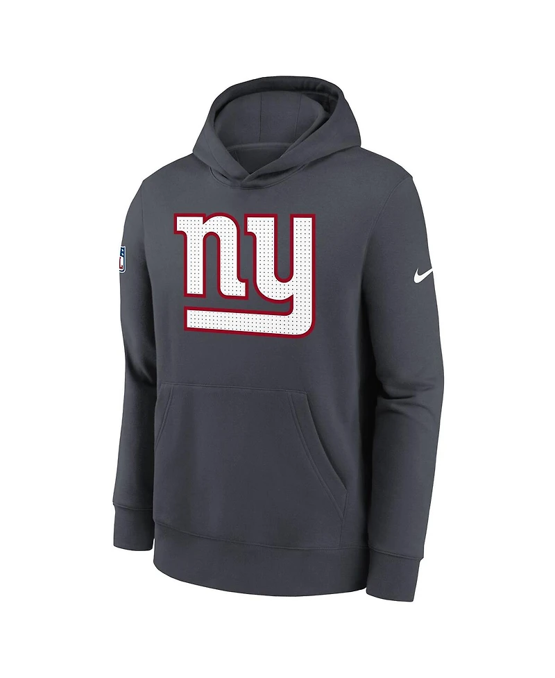 Nike Big Boys and Girls Charcoal New York Giants Sideline Club Fleece Hoodie