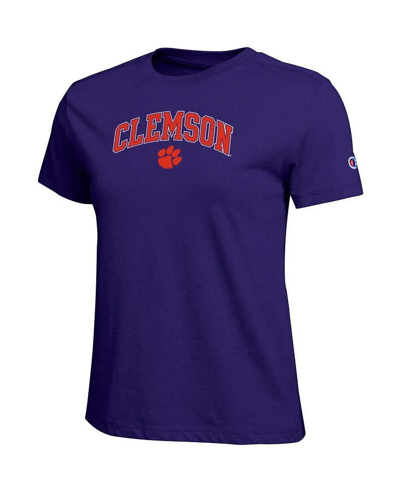 Champion Women's Purple Clemson Tigers Arched Over Logo T-Shirt