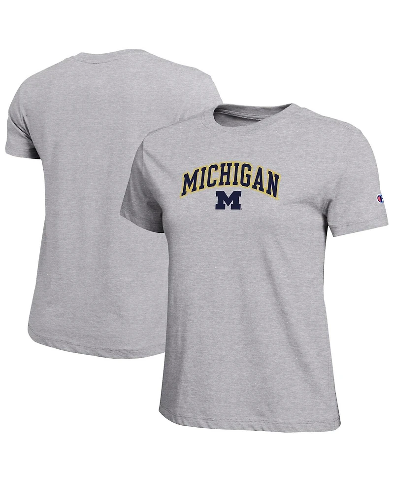 Champion Women's Gray Michigan Wolverines Arched Over Logo T-Shirt
