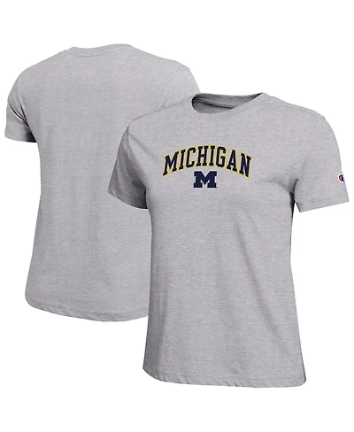 Champion Women's Gray Michigan Wolverines Arched Over Logo T-Shirt