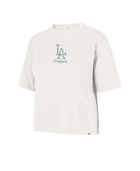 '47 Brand Women's Natural Los Angeles Dodgers Full Bloom Cropped T-Shirt