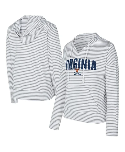 Concepts Sport Men's White/Gray Virginia Cavaliers French Terry Striped V-Neck Pullover Hoodie