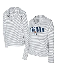 Concepts Sport Men's White/Gray Virginia Cavaliers French Terry Striped V-Neck Pullover Hoodie
