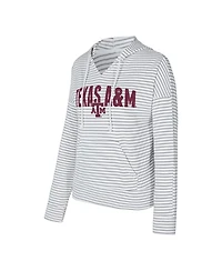 Concepts Sport Men's White/Gray Texas A&M Aggies French Terry Striped V-Neck Pullover Hoodie