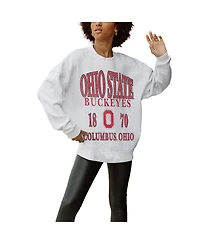 Gameday Couture Women's Gray Ohio State Buckeyes Established Premium Fleece Drop Pullover Sweatshirt