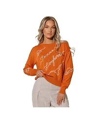 Kadyluxe Women's Texas Orange Longhorns Love Note Embroidered Pullover Sweater