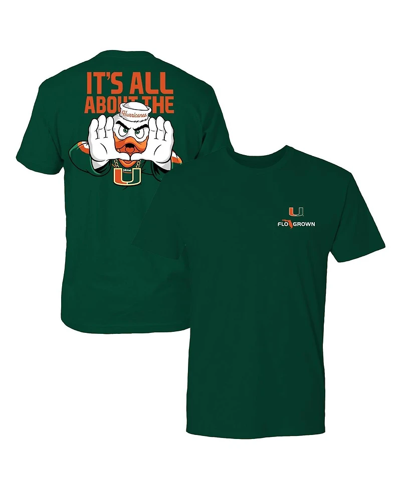 FloGrown Men's Green Miami Hurricanes Rally Mascot T-Shirt