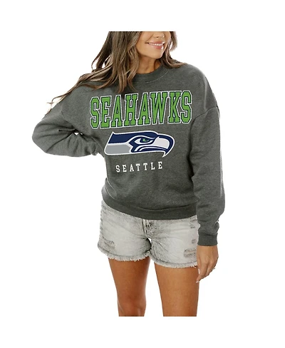 Gameday Couture Women's Charcoal Seattle Seahawks Oversized Bring The Energy Pullover Sweatshirt