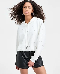Bar Iii Women's Rhinestone-Embellished Bubble-Hem Hoodie, Macy's Exclusive