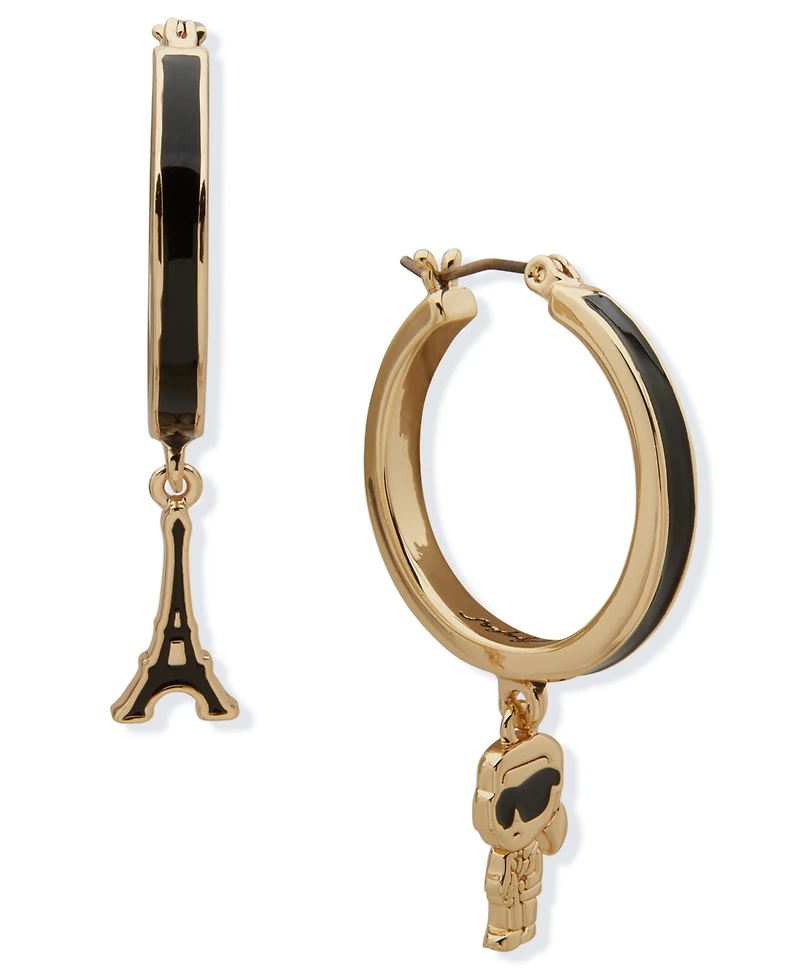Karl Lagerfeld Paris Charm Drop Hoop Earrings