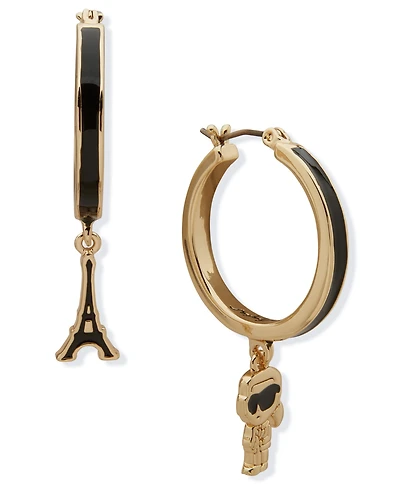 Karl Lagerfeld Paris Charm Drop Hoop Earrings