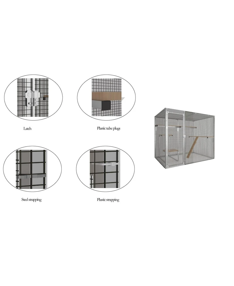 Streamdale Furniture Cat House Large Catio Cat Cage Shelter Enclosure Playpen 7.8 ft x4.9 ft