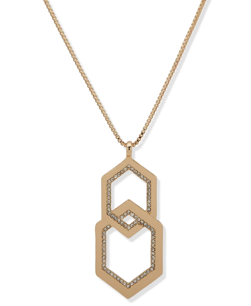 Karl Lagerfeld Paris Glass Stone Pave Crystal Pendant Necklace