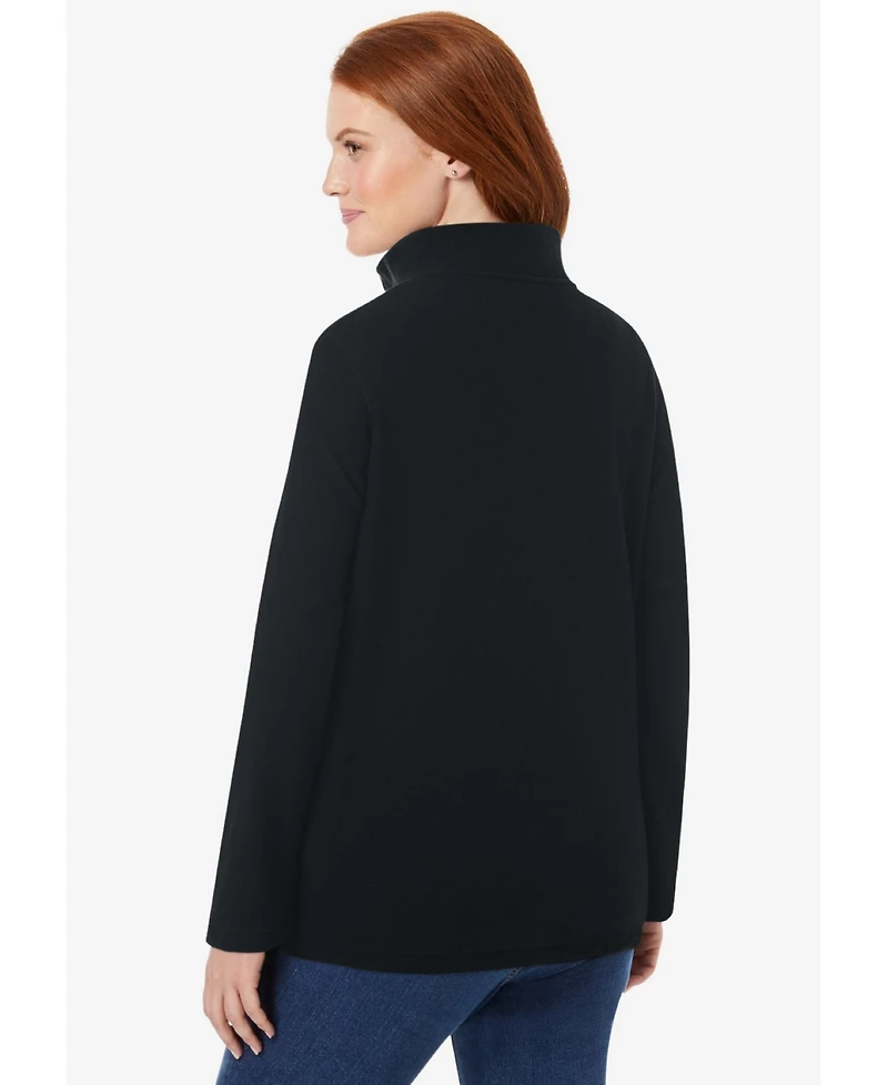 Woman Within Women's Microfleece Quarter-Zip Pullover