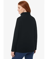 Woman Within Women's Microfleece Quarter-Zip Pullover
