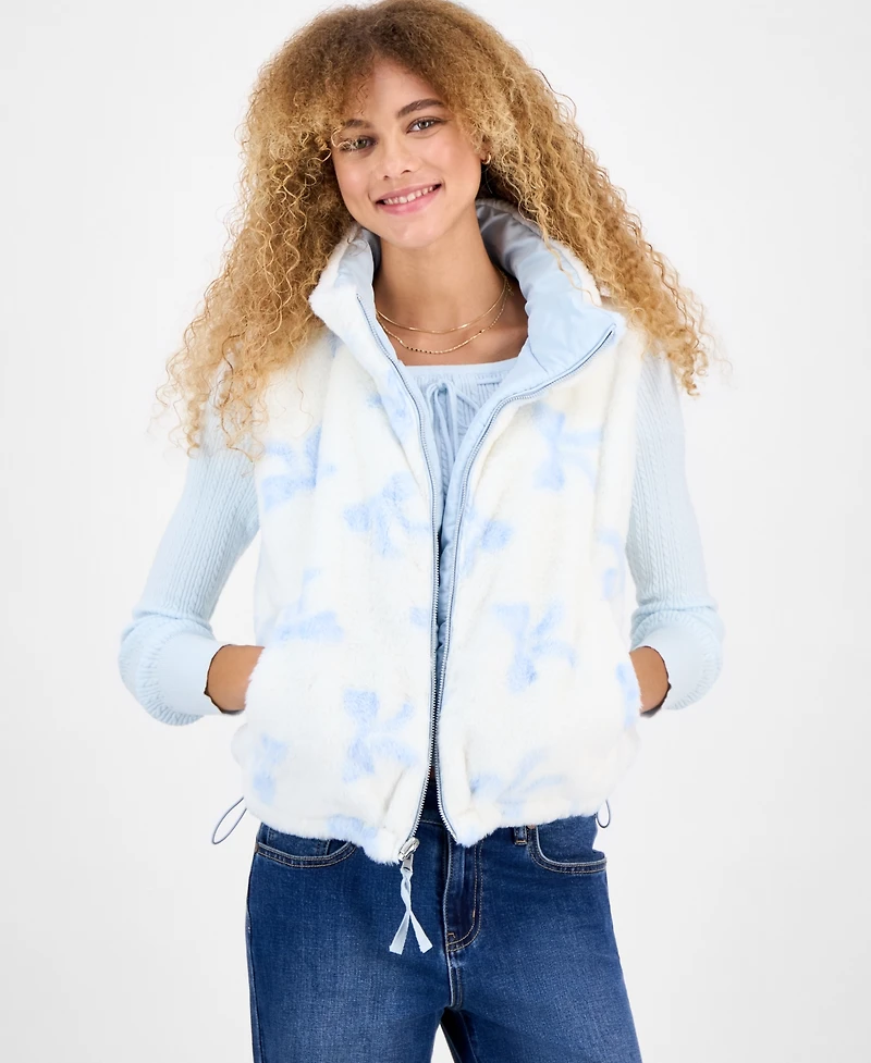 Planet Gold Juniors' Reversible Sherpa Puffer Vest Jacket