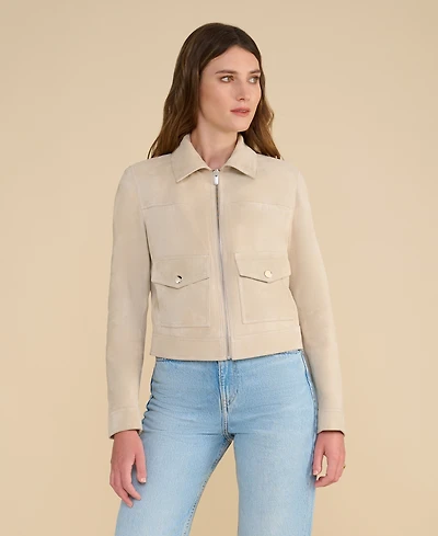 Furniq Uk Women's Cropped Suede Jacket