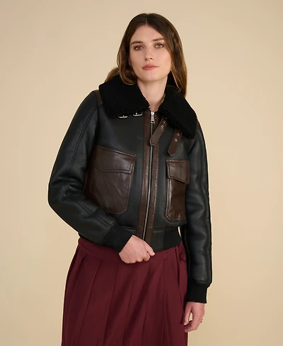 Furniq Uk Women's Shearling Bomber Jacket