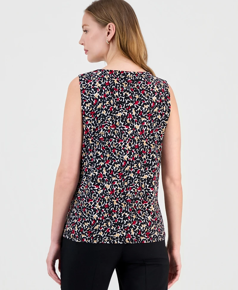 Kasper Women's Printed Keyhole Sleeveless Top