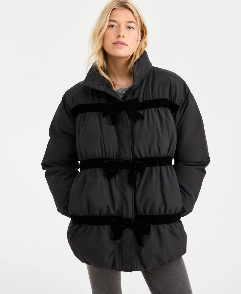 On 34th Women's Bow-Detail Puffer Jacket, Macy's Exclusive