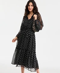 On 34th Women's Polka Dot Blouson-Sleeve Maxi Dress, Macy's Exclusive