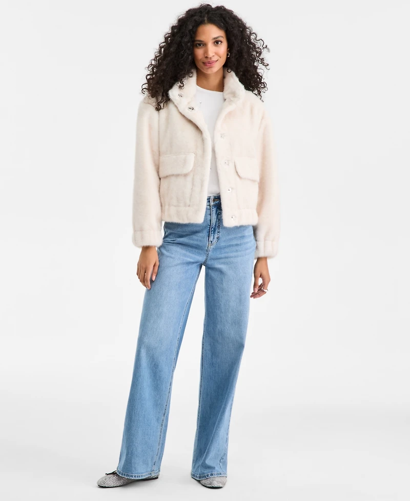 On 34th Women's Woven Solid Faux-Fur Bomber Jacket, Macy's Exclusive