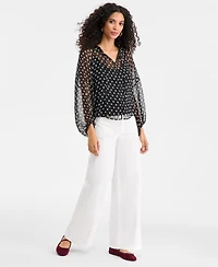 On 34th Women's Blouson-Sleeve Split-Neck Button-Front Blouse, Macy's Exclusive