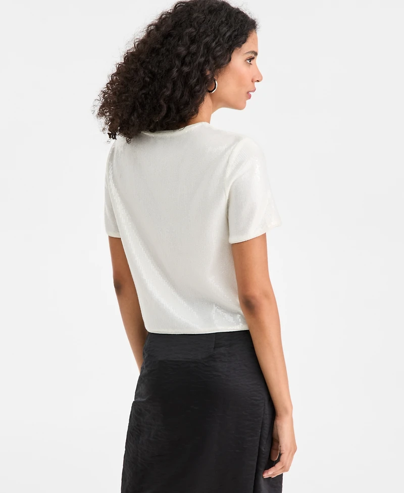 On 34th Women's Knit Short-Sleeve Sequin T-Shirt, Macy's Exclusive