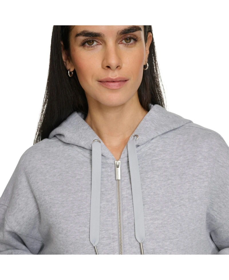Calvin Klein Women's Fleece Crop Zip-Front Long-Sleeve Hoodie