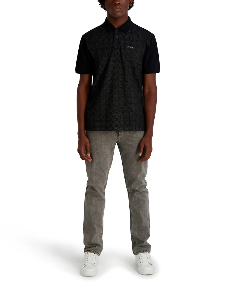Karl Lagerfeld Paris Men's Pique Short Sleeve Polo Shirt