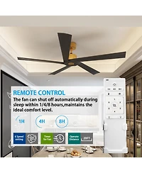 62-In Ceiling Fan with Remote Control, Reversible Dc Motor, Solid Wood,No Noise