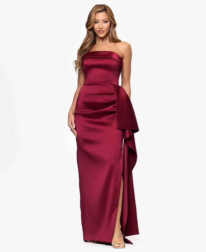 Xscape Women's Strapless Ruffle Long Dress