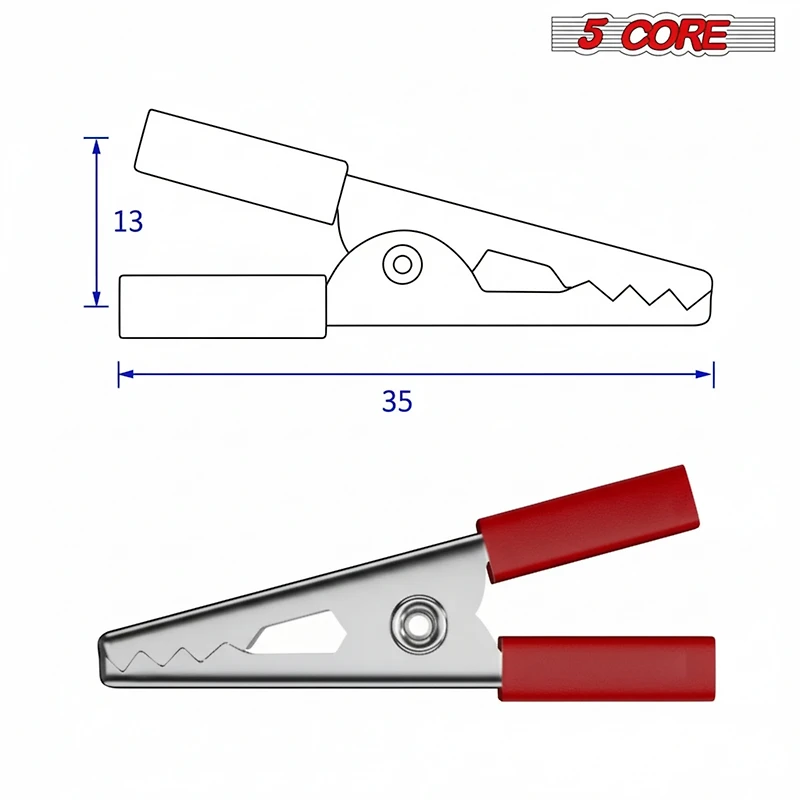 5 Core Alligator Clips Electrical Metal Battery Jumper Clamps Insulated Gator Clip - alligator 25 pcs