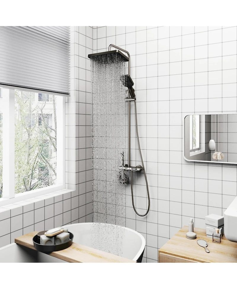 Smart Shower Faucet Set with Digital Display ,Thermostatic Piano Key Shower Combo Set with Rain Shower Head