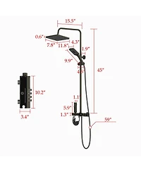 Smart Temperature Display Thermostatic Shower System Shower Combo Set with Tub Spout, Hand Shower, Bidet Sprayer