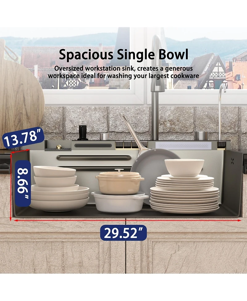 31.5-Inch Drop-In Single Bowl 304 Stainless Steel Kitchen Sink