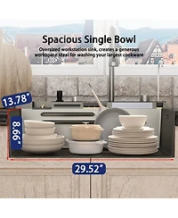 31.5-Inch Drop-In Single Bowl 304 Stainless Steel Kitchen Sink