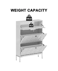 Clihome Shoe Storage Cabinet,Modern Cabinet with 3 Flip Drawers,Freestanding Hidden Slim Narrow Rack for Entryway,Hallway,Bl