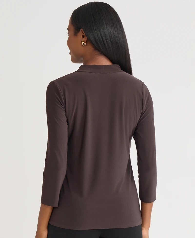 Kasper Women's Tie-Neck 3/4-Sleeve Top