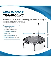 JumpSport Round Home Fitness Indoor Mini Rebounder Trampoline for Adults, Black