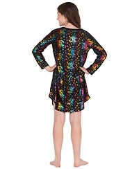 Harry Potter Girls Hogwarts Rainbow Hologram Long-Sleeve Raglan Nightgown Kids' Pajama