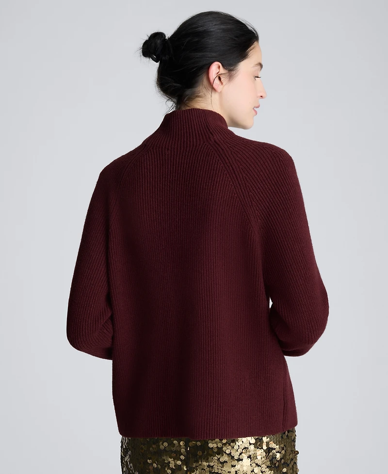 Kenneth Cole Women's Mock Neck Raglan Sweater