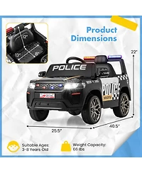 Kids Ride on Police Car 12V 7A Battery Powered Cop Car with Remote Control